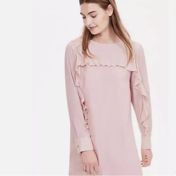 Banana Republic Women’s Ruffle-Front Dress |Pink | Romantic | Size 10 - Picture 1 of 15